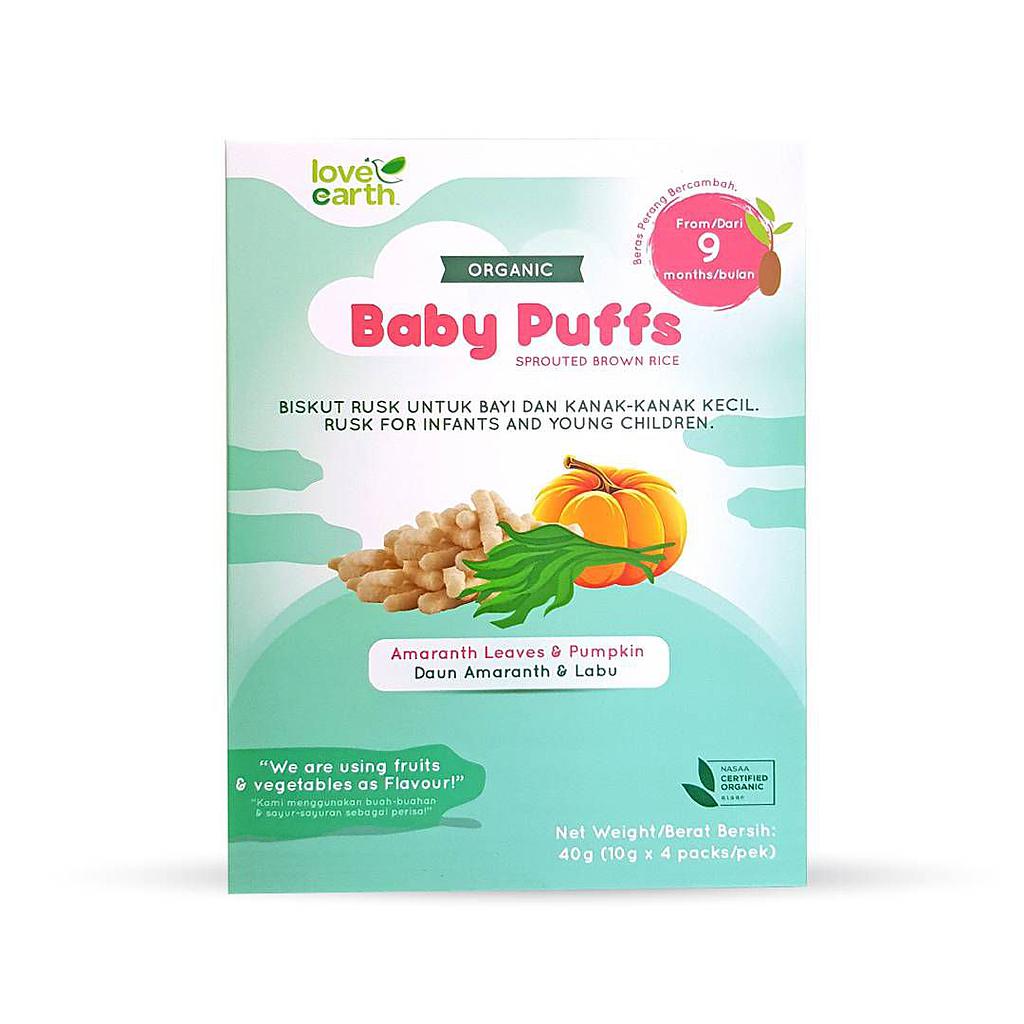 Love Earth Organic Baby Puffs Amaranth Leaves & Pumpkin 40g