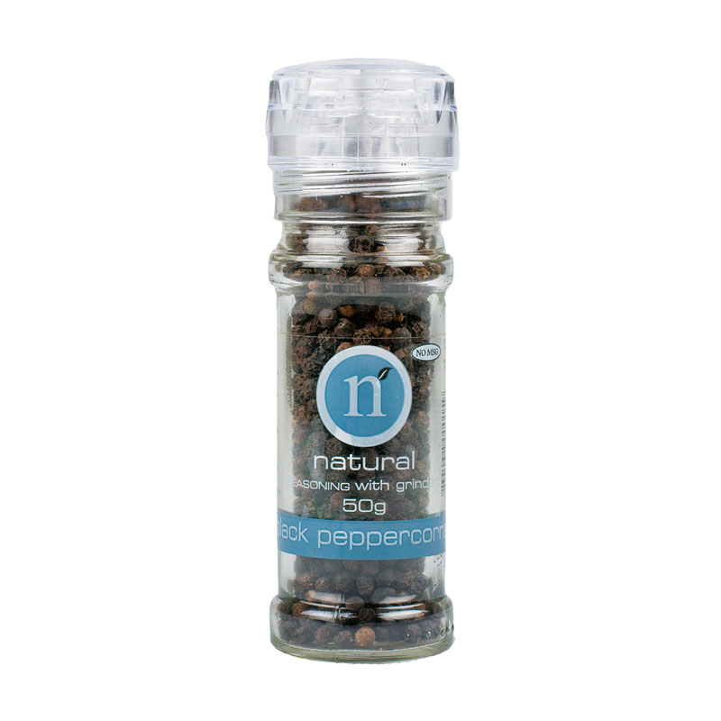 NATURAL WHOLE BLACK PEPPER GRINDER 50G