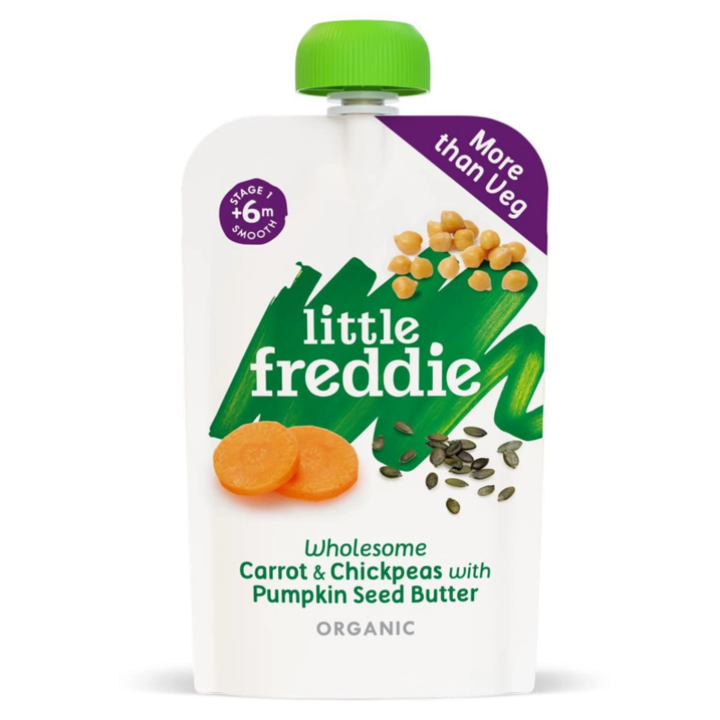 Little Freddie Pouches - Carrot &amp; Chickpea w/ Pumpkin Seed Butter 120g